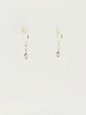 ROUND + TEARDROP CZ DROP MINI HOOP EARRINGS