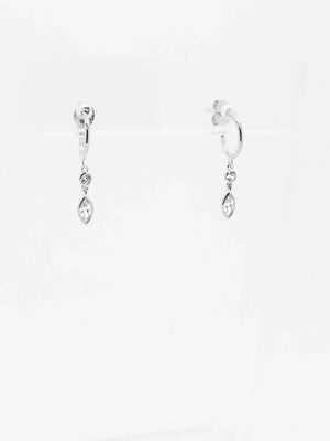 ROUND + TEARDROP CZ DROP MINI HOOP EARRINGS