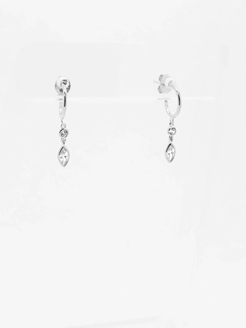 ROUND + TEARDROP CZ DROP MINI HOOP EARRINGS