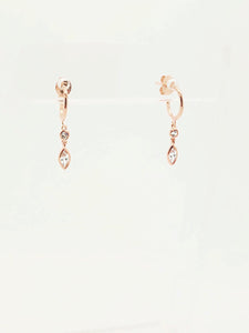 ROUND + TEARDROP CZ DROP MINI HOOP EARRINGS