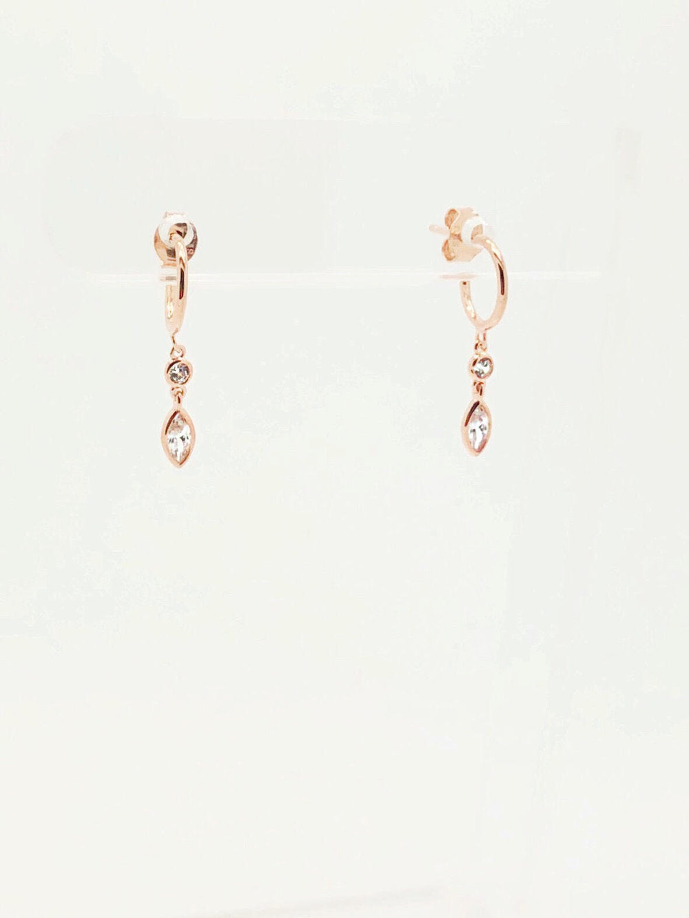 ROUND + TEARDROP CZ DROP MINI HOOP EARRINGS