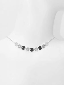 ALTERNATING CZ CONDENSED DISC CHOKER-NECKLACE