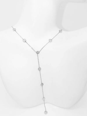 ALTERNATING CZ DISC LARIAT NECKLACE