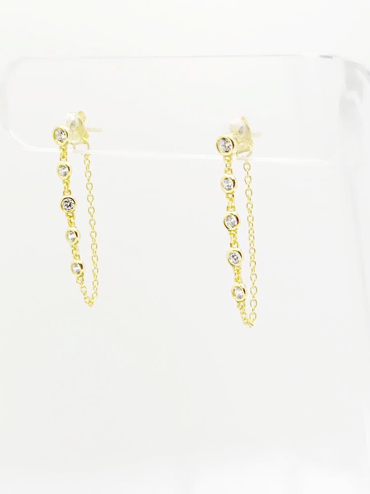 5-CZ CHAIN EARRING