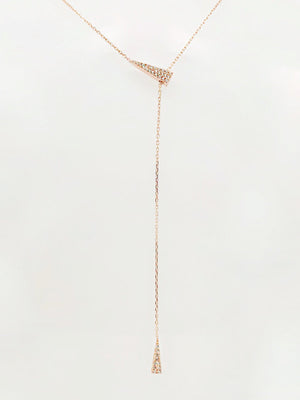 Triangle Cz Charm Lariat Necklace