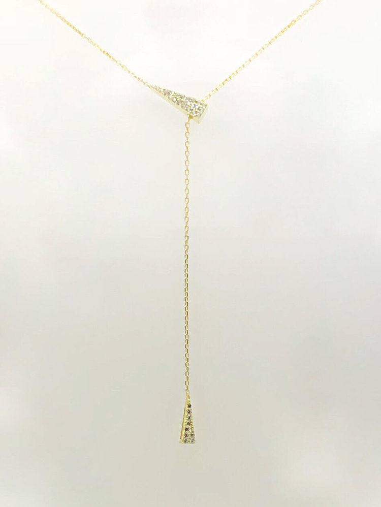 Triangle Cz Charm Lariat Necklace