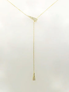 Triangle Cz Charm Lariat Necklace