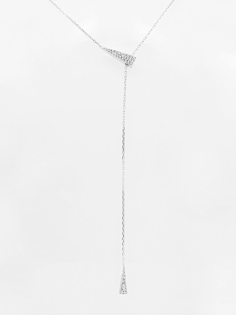 Triangle Cz Charm Lariat Necklace