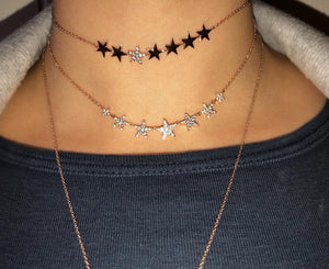 7-STAR CZ ALTERNATING CHOKER NECKLACKE