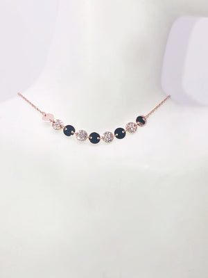 ALTERNATING CZ CONDENSED DISC CHOKER-NECKLACE